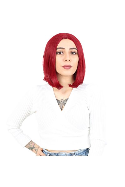 Ethab Ticaret Fiber Sen Wig Without Fringe Short Straight / Red