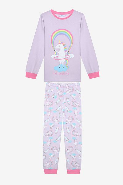 Penti Cotton Girl's Playful Unicorn 2-Piece Multicolor Pajamas Set