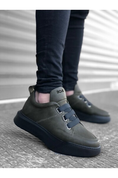 BOA BA0160 Bantlı Erkek Yüksek Taban Haki Spor Ayakkabı