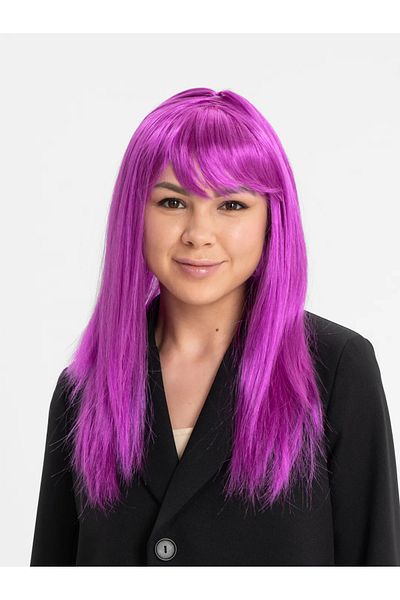 nuit dose Fuchsia Color Straight Cut Long Party Wig False Hair