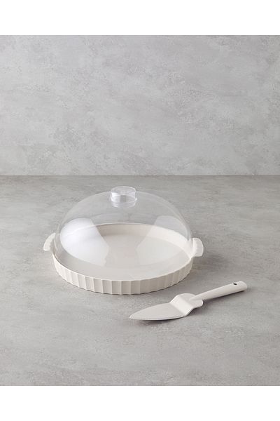 English Home Colessa 35 cm Cream Cake Stand - Pp-Crystal with Lid