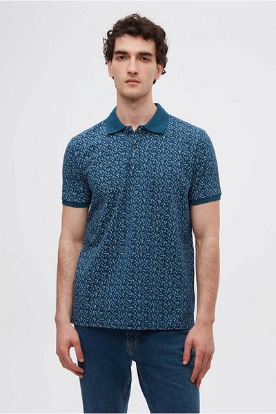 D'S Damat Μπλουζάκι γαμπρού με στάμπα Indigo Regular Fit