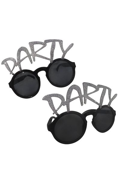 kapsulavm Silver Glitter Party Written Party Glasses Show 15X7 cm
