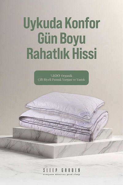 Sleep Garden طقم وسادة لحاف فردي من القطن من Elite Group - مع حقيبة من الكتان