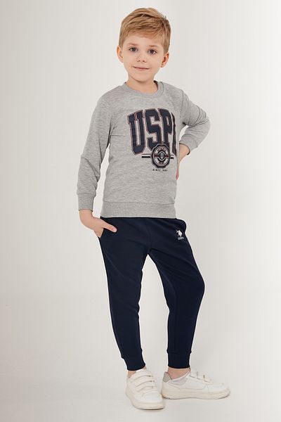 U.S. Polo Assn. Boy's Gray Melange Pajama Set 50285646 -Vr086