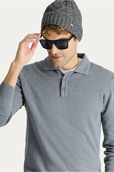 Kiğılı Pulover din tricot din bumbac cu model, cu gât polo