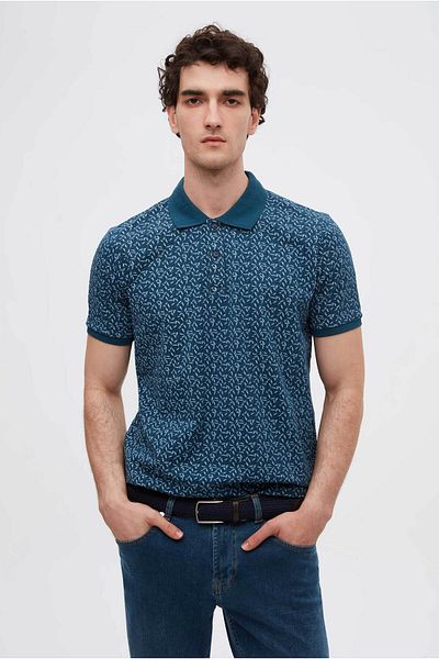 D'S Damat Μπλουζάκι γαμπρού με στάμπα Indigo Regular Fit