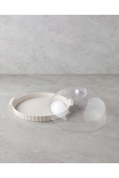 English Home Colessa 35 cm Cream Cake Stand - Pp-Crystal with Lid