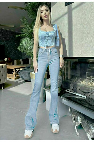 LİMABEL Solaris Ice Flare Leg Jeans Blugi spanioli cu talie înaltă