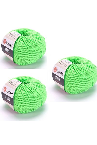 Yarnart Yarn Art Jeans 60 Highlighter Green Amigurumi Πλεκτό νήμα Ζακέτα Πλεκτό νήμα Baby Floss Punch Floss 3 Pack