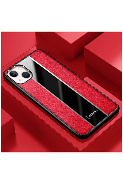 Zebana حافظة متوافقة مع هاتف ابل ايفون 13، حافظة جلدية فاخرة باللون الأحمر