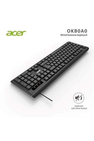 ACER Oak-0a0 Siyah Kablolu Sessiz Tuşlu Klavye (CAPS LOCK) (KABLO UZUNLUĞU 1.40CM)