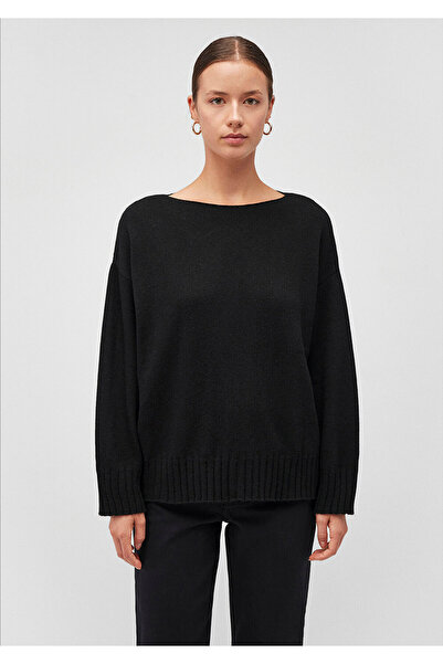 Mavi Kayık Yaka Siyah Kazak Loose Fit / Bol Rahat Kesim 1710492-900