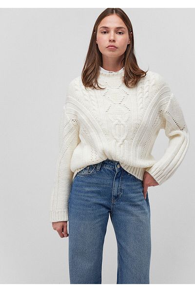 Mavi Pulover alb cu gât crew Loose Fit / Loose Relaxed Fit 1710478 -70057