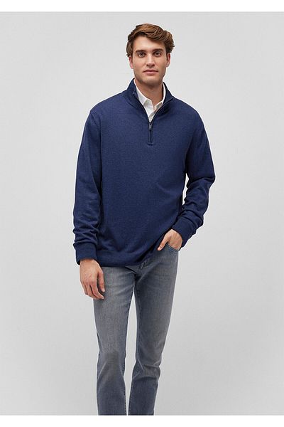 Mavi Kaschmir-Mischpullover mit halbem Reißverschluss in Marineblau, normale Passform / normaler Schnitt 0710247 -70497