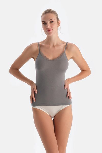 Dagi Dark Gray 5017Kc Modal Cashmere Lace Detailed Athlete