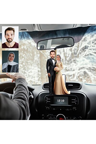 wonderlike Karı-Koca Tasarımlı Ahşap Araba Dikiz Ayna Süsü