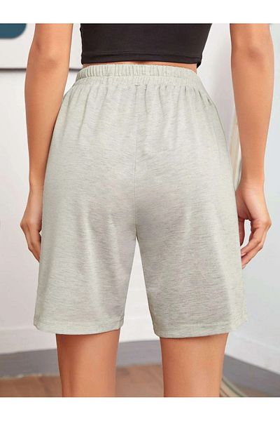 MODARİCH Weekeep High Waist Gray Printed Knitted Shorts