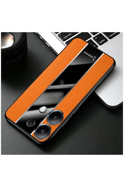 Zebana حافظة متوافقة مع هاتف Xiaomi Redmi Note 14S حافظة جلدية فاخرة من Zebana باللون البرتقالي