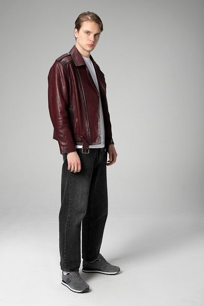 Dericlub Ανδρικό παλτό Claret Red Joker Jumbo Real Leather