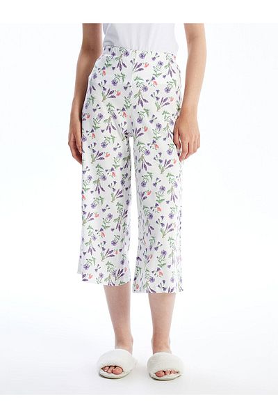 LC Waikiki Lw - Vzorované dámske capri pyžamové nohavičky s elastickým pásom