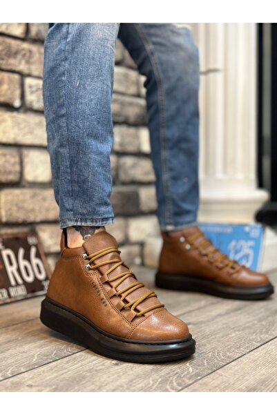 BOA BA0312 Lace-Up High Tan Black Sole Men's Style Sports Boots