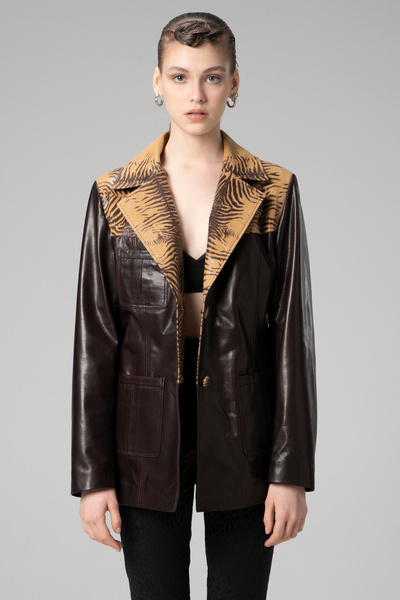 Dericlub Wm043 Vejetal Gerçek Deri Kadın Ceket Kahverengi