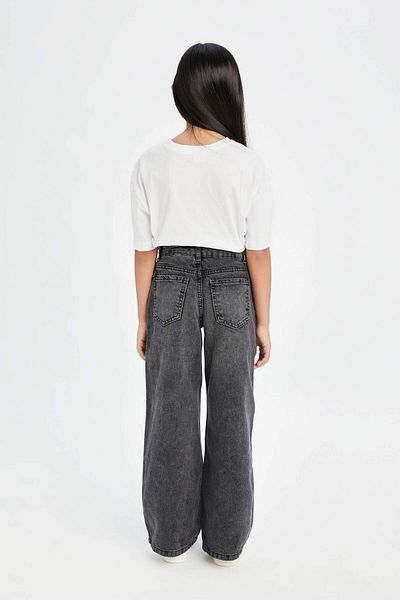 DeFacto Dfm - Girl's Wide Leg Ripped Detail Wide Leg Trousers