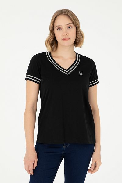 U.S. Polo Assn. Γυναικείο μπλουζάκι σε μαύρο λαιμόκοψη 50285848 -vr046