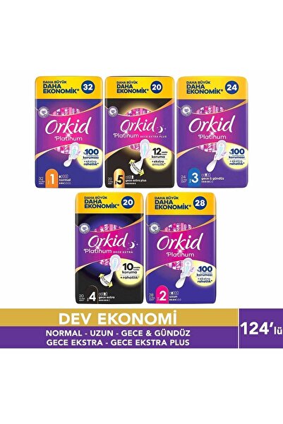 Orkid Platinm Gece Eks Hijy Ped 20+32+24+20+28 Dörtlü Paket