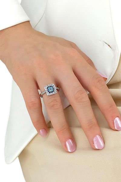 Çlk Accessories Premium Square Ring - Adjustable Evil Eye Beaded