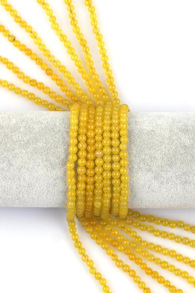 RLX BUJİTERİ 8 mm Sarı Akik  Doğal Taş 1 Dizi (47 Adet)