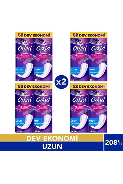 Orkid Günlük Ped Uzun Extra Koruma 208'li Dev Ekonomi