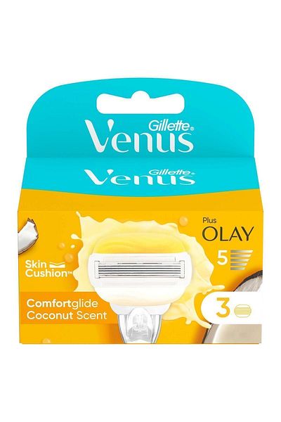 Gillette Venus Venus Comfortglide Olay - مجموعة رؤوس احتياطية لشفرات الحلاقة النسائية مكونة من 3 قطع