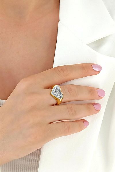 Çlk Accessories خاتم قلب من حجر سيريناي الفاخر - قابل للتعديل