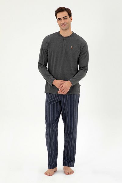 U.S. Polo Assn. Men's Anthracite Melange Pajama Set 50301730 -Vr081