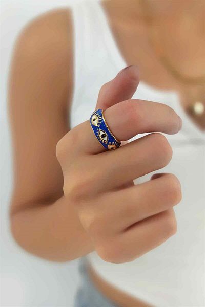 Çlk Accessories حلقة عين من المينا الملونة قابلة للتعديل Tüzü1221