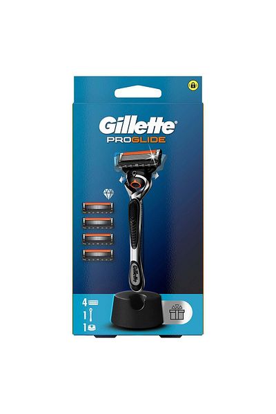 Gillette Ξυριστική μηχανή Proglide με ανταλλακτική λεπίδα 4 τμχ + βάση για λεπίδες ξυραφιού