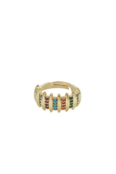 Çlk Accessories خاتم حجري ملون قابل للتعديل