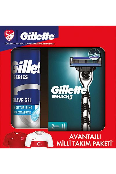 Gillette Mach3 Redundant Shaver + Series Moisturizing Gel 200 ml Advantageous National Team Pack