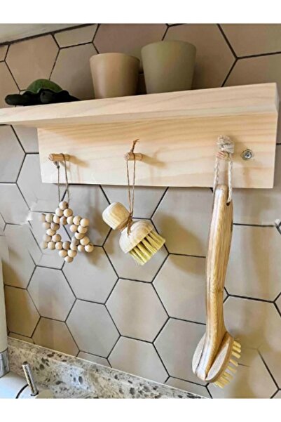 ZeyWomen Montessori Tarzı Doğal Ahşap Askılık ve Raf  9cmx35cm