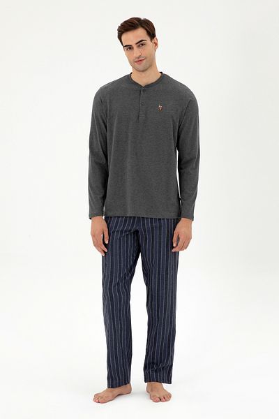 U.S. Polo Assn. Men's Anthracite Melange Pajama Set 50301730 -Vr081