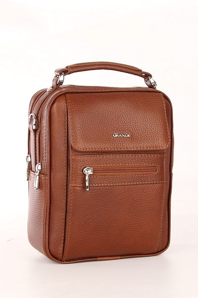 Grande 4588 100% Genuine Leather Men's Handbag Crossbody Bag Brown
