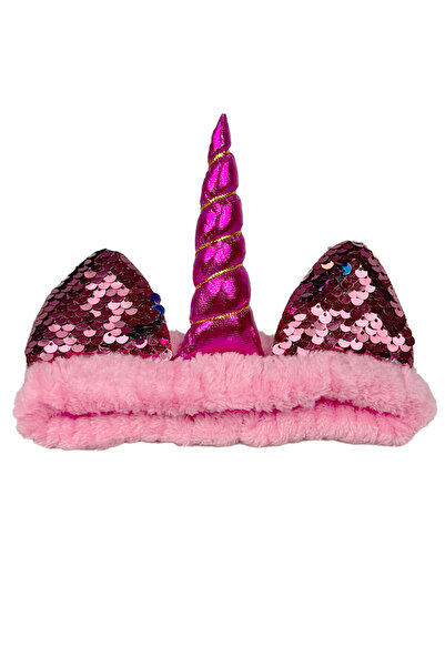 Toyaş Ροζ Ροζ Μονόκερος Λούτρινο Μπαντάνα - Μακιγιάζ Μαλλιά Μπαντάνα, με Κέρατο