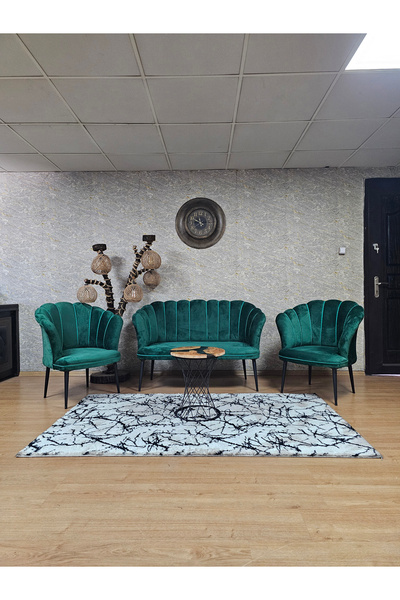 SEVİNÇ MOBİLYA Siyah Ayaklı Papatya Çay Seti - Çay Seti - Papatya Çay Seti - ...