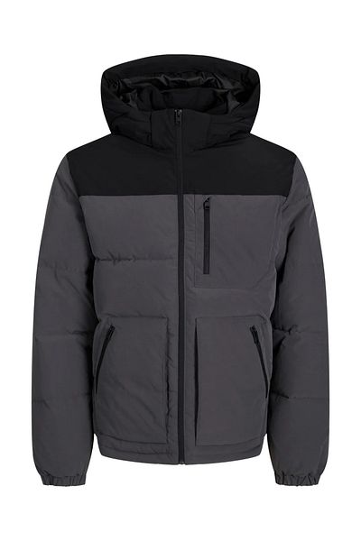 Jack & Jones Men's Puffer Coat Jjeotto - 12258416   Black Asphalt Blocking