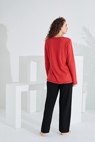 Etoile %100 Pamuk Deve Tüyü Kumaş Uzun Kol  Kadın Pijama Takımı 98405