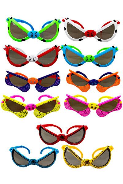 Toyaş 12 Pieces Animal Themed Plastic Folding Goggles - School and Party Gift Fun Eye