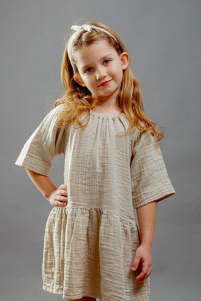 rg kidsstore Rochie și bentiță pentru copii de culoare muselină - elastică