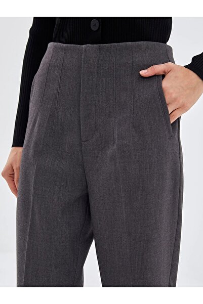 LC Waikiki LCW Vision Koyu Gri Melanj Kadın Havuç Kesim Düz Pantolon